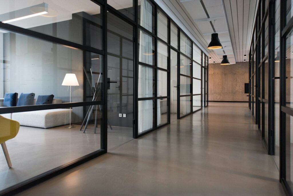 Modern office lighting, illustrative service photo