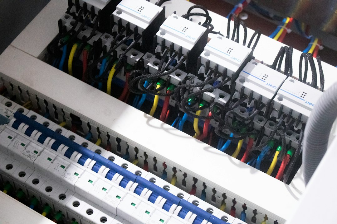 Electrical panel with wiring, illustrative service photo