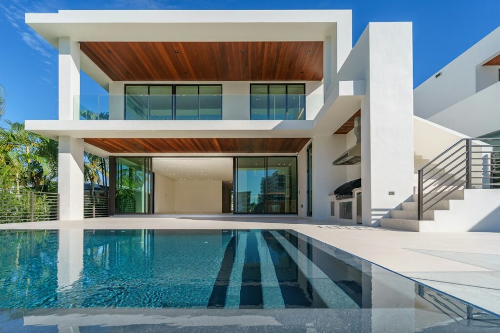 Contemporary residential home representing construction services