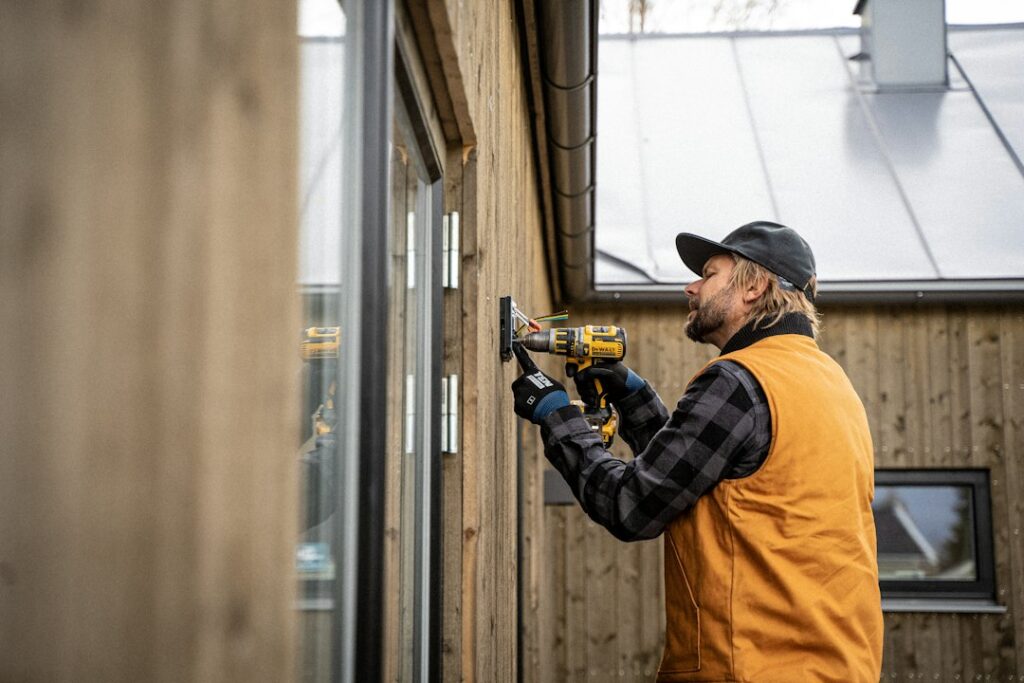 Professional residential electrical installation, illustrative